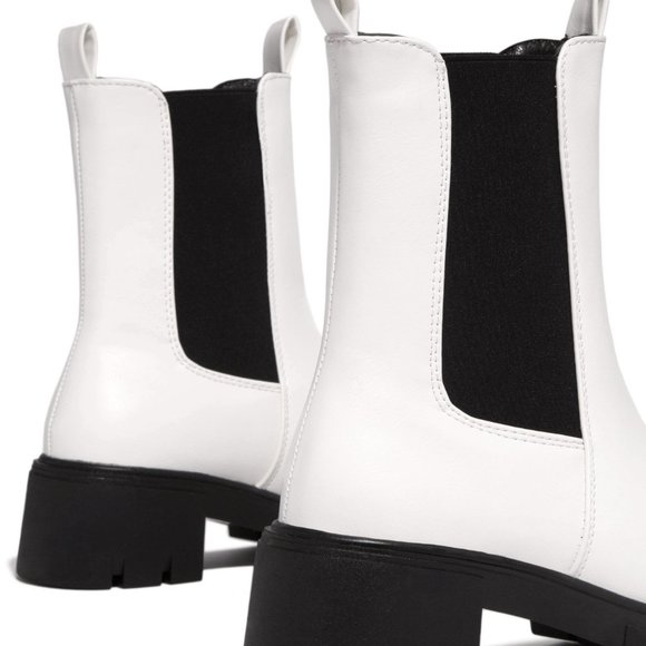 White Lug Chunky heel combat boots - Picture 4 of 5